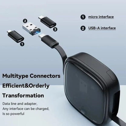 Customized Design 3 in 1 Retractable Charging Cable USB C to USB Adapter OTG Kit with Data Transfer Card Slot Phone Holder