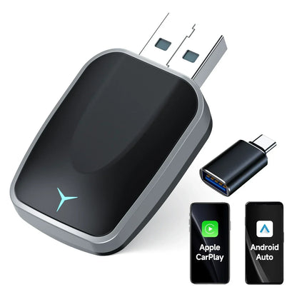 Plug & Play Wired to Wireless CarPlay Adapter & Android Auto Wireless Adapter