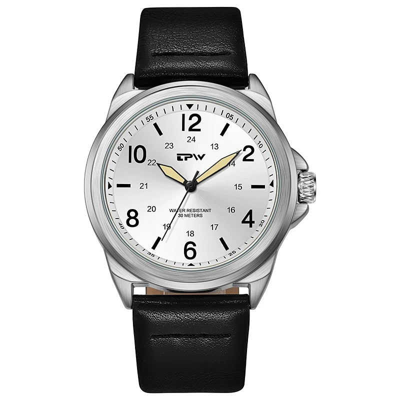 Elegance GMT 39mm Silver Dial Automatic Leather Strap Men's Watch