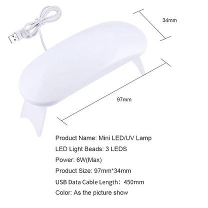 New Portable Nail Dryer Lamp UV LED Nail Light Curing All Gel Polish USB Rechargeable Quick Dry Manicure Machine Nail Art Tools
