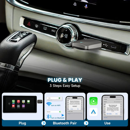 Plug & Play Wired to Wireless CarPlay Adapter & Android Auto Wireless Adapter