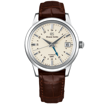 Elegance GMT 39mm Silver Dial Automatic Leather Strap Men's Watch